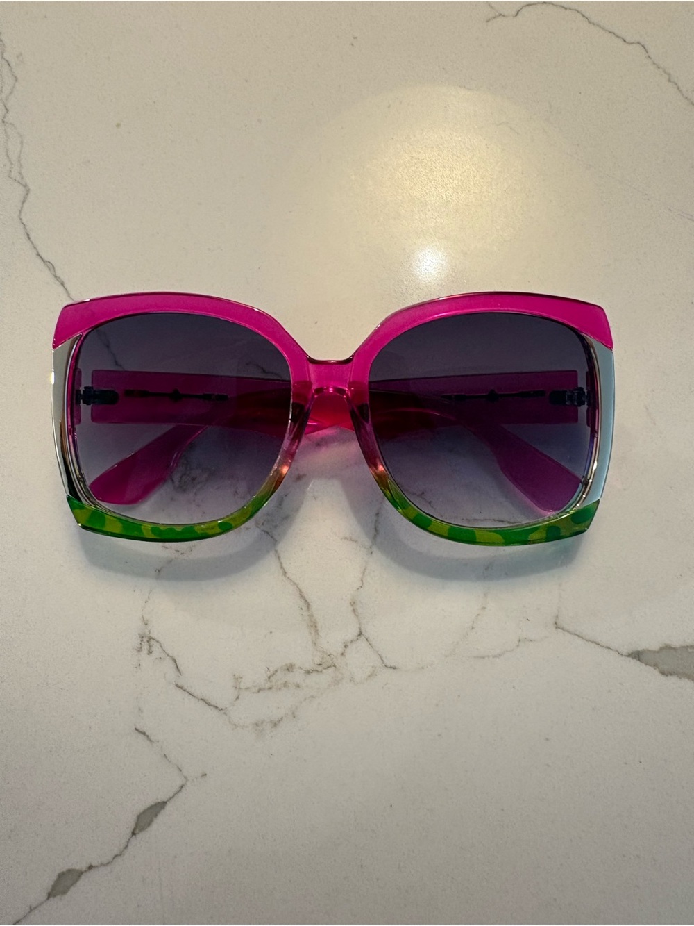 Funky pink, green and gold no name oversized sunglasses